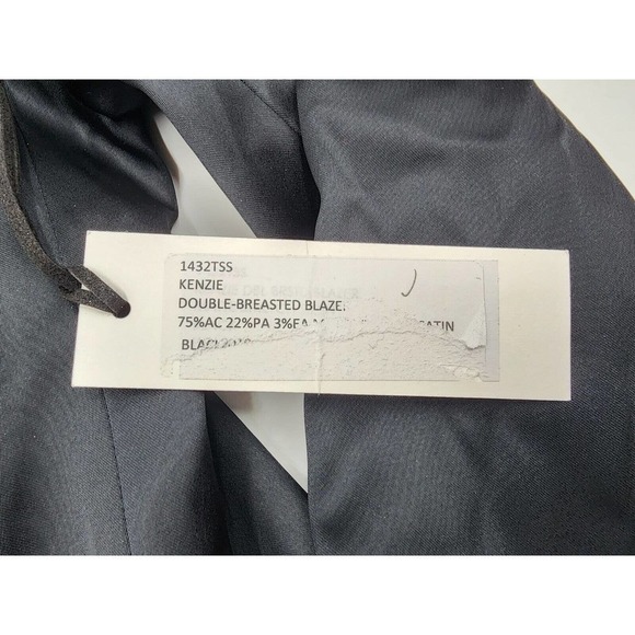 L'AGENCE Blazer Kenzie Double Breasted Black Satin Jacket Size 2 - Picture 16 of 16